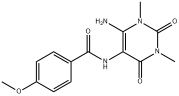 Benzamide,  N-(6-amino-1,2,3,4-tetrahydro-1,3-dimethyl-2,4-dioxo-5-pyrimidinyl)-4-methoxy- Struktur