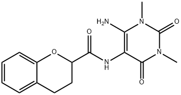 2H-1-Benzopyran-2-carboxamide,  N-(6-amino-1,2,3,4-tetrahydro-1,3-dimethyl-2,4-dioxo-5-pyrimidinyl)-3,4-dihydro-,166115-85-1,结构式