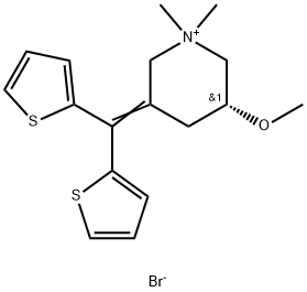 Piperidinium, 3-(di-2-thienylmethylene)-5-methoxy-1,1-dimethyl-, bromide, (R)- 结构式