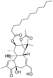 (1aR)-1,1aα,1bβ,4,4a,7aα,7b,8,9,9a-Decahydro-3-hydroxymethyl-5-oxo-1,1,6,8α-tetramethyl-5H-cyclopropa[3,4]benz[1,2-e]azulene-4aβ,7bα,9α,9aβ-tetrol 9-acetate 9a-laurate|