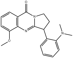 3-[2-(ジメチルアミノ)フェニル]-2,3-ジヒドロ-5-メトキシピロロ[2,1-b]キナゾリン-9(1H)-オン 化学構造式
