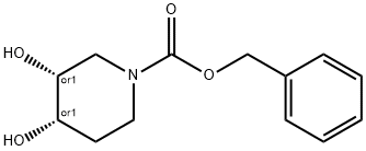 (3S,4R)-1-(ベンジルオキシカルボニル)ピペリジン-3,4-ジオール 化学構造式