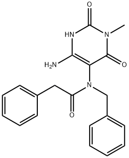 Benzeneacetamide,  N-(4-amino-1,2,3,6-tetrahydro-1-methyl-2,6-dioxo-5-pyrimidinyl)-N-(phenylmethyl)- Structure