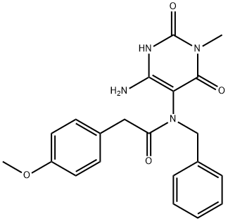 Benzeneacetamide,  N-(4-amino-1,2,3,6-tetrahydro-1-methyl-2,6-dioxo-5-pyrimidinyl)-4-methoxy-N-(phenylmethyl)- 结构式