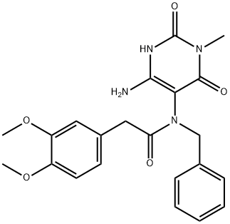 Benzeneacetamide,  N-(4-amino-1,2,3,6-tetrahydro-1-methyl-2,6-dioxo-5-pyrimidinyl)-3,4-dimethoxy-N-(phenylmethyl)-,167299-18-5,结构式