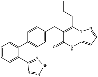 2-propyl-3-[[4-[2-(2H-tetrazol-5-yl)phenyl]phenyl]methyl]-1,5,9-triaza bicyclo[4.3.0]nona-2,5,7-trien-4-one 结构式