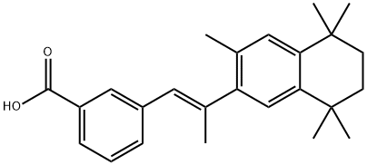 3-[(E)-2-[(5,6,7,8-テトラヒドロ-3,5,5,8,8-ペンタメチルナフタレン)-2-イル]-1-プロペニル]安息香酸 化学構造式
