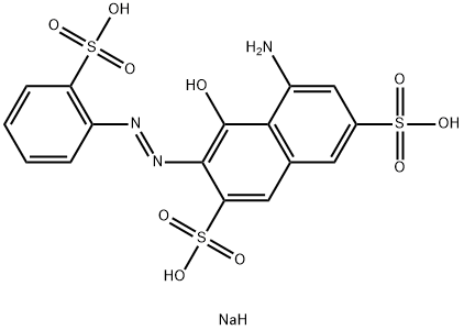 trisodium 5-amino-4-hydroxy-3-[(2-sulphonatophenyl)azo]naphthalene-2,7-disulphonate Structure