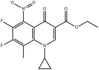 ethyl 1-cyclopropyl-6,7-difluoro-8-methyl-5-nitro4-oxo-1,4-dihydroquinoline-3-ca  化学構造式