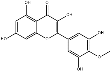 2-(3,5-ジヒドロキシ-4-メトキシフェニル)-3,5,7-トリヒドロキシ-4H-1-ベンゾピラン-4-オン 化学構造式
