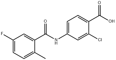 2-クロロ-4-(5-フルオロ-2-メチルベンズアミド)安息香酸 化学構造式