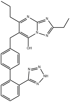 8-ethyl-4-propyl-3-[[4-[2-(2H-tetrazol-5-yl)phenyl]phenyl]methyl]-1,5, 7,9-tetrazabicyclo[4.3.0]nona-3,5,7-trien-2-one Struktur