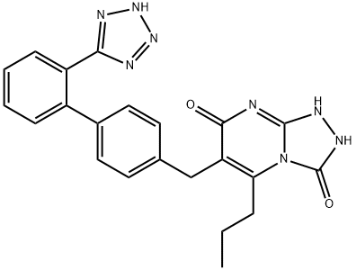 2-propyl-3-[[4-[2-(2H-tetrazol-5-yl)phenyl]phenyl]methyl]-1,5,7,8-tetr azabicyclo[4.3.0]nona-2,5-diene-4,9-dione 化学構造式