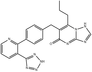2-propyl-3-[[4-[3-(2H-tetrazol-5-yl)pyridin-2-yl]phenyl]methyl]-1,5,7, 9-tetrazabicyclo[4.3.0]nona-2,5,7-trien-4-one Structure