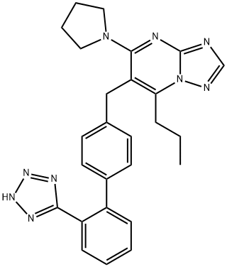 2-propyl-4-pyrrolidin-1-yl-3-[[4-[2-(2H-tetrazol-5-yl)phenyl]phenyl]me thyl]-1,5,7,9-tetrazabicyclo[4.3.0]nona-2,4,6,8-tetraene 结构式