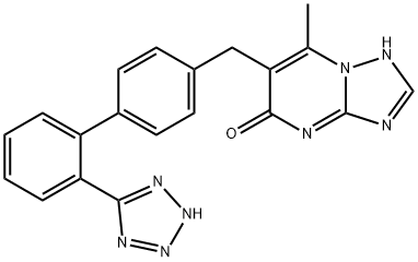 2-methyl-3-[[4-[2-(2H-tetrazol-5-yl)phenyl]phenyl]methyl]-1,5,7,9-tetr azabicyclo[4.3.0]nona-2,5,7-trien-4-one 化学構造式