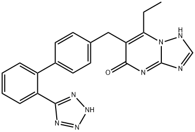 2-ethyl-3-[[4-[2-(2H-tetrazol-5-yl)phenyl]phenyl]methyl]-1,5,7,9-tetra zabicyclo[4.3.0]nona-2,5,7-trien-4-one Struktur