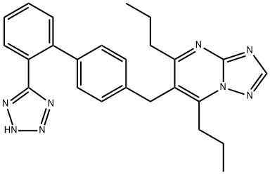 s-triazolo(1,5-a)pyrimidine, 5,7-dipropyl-6-((2'-(1H-tetrazol-5-yl)(1,1'-biphenyl)-4-yl)methyl)- 结构式