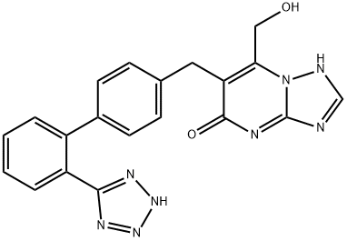 2-(hydroxymethyl)-3-[[4-[2-(2H-tetrazol-5-yl)phenyl]phenyl]methyl]-1,5 ,7,9-tetrazabicyclo[4.3.0]nona-2,5,7-trien-4-one 结构式