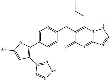 3-[[4-[5-bromo-3-(2H-tetrazol-5-yl)-2-furyl]phenyl]methyl]-2-propyl-1, 5,7,9-tetrazabicyclo[4.3.0]nona-2,5,7-trien-4-one Structure