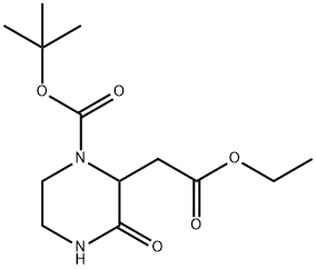 1-BOC-3-氧代哌嗪-2-乙酸乙酯, 168160-77-8, 结构式