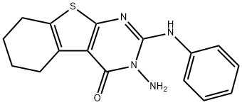 (1)Benzothieno(2,3-d)pyrimidin-4(3H)-one, 5,6,7,8-tetrahydro-3-amino-2 -(phenylamino)-,168280-54-4,结构式