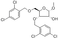 1-Methyl-3,5-bis-O-(2,4-dichlorobenzyl)-alpha-D-ribofuranoside Structure