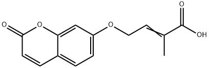 2-Methyl-4-[(2-oxo-2H-1-benzopyran-7-yl)oxy]-2-butenoic acid 结构式