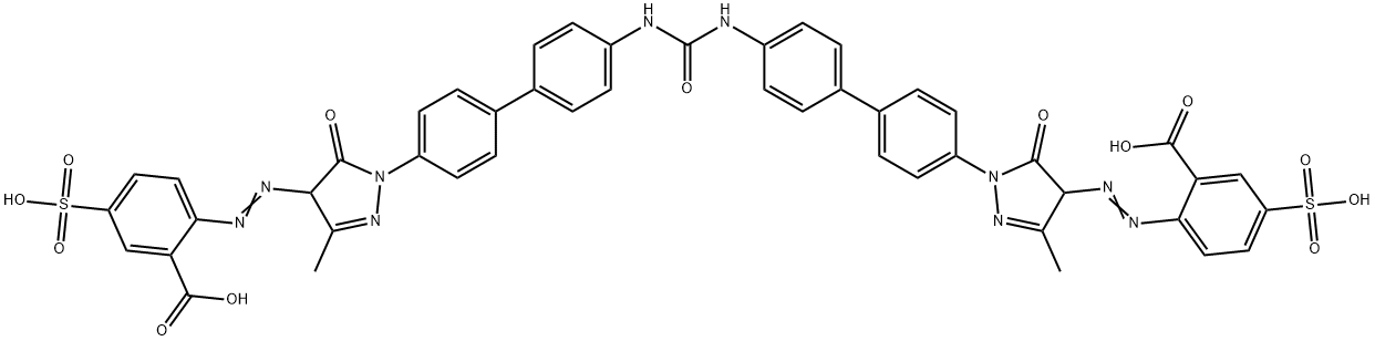 2,2'-[Carbonylbis[imino-1,1'-biphenyl-4,4'-diyl(4,5-dihydro-3-methyl-5-oxo-1H-pyrazole-1,4-diyl)azo]]bis[5-sulfobenzoic acid]tetrasodium salt,16894-31-8,结构式