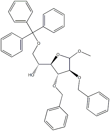 1-O-Methyl-2-O,3-O-dibenzyl-6-O-(triphenylmethyl)-L-altrofuranose Struktur