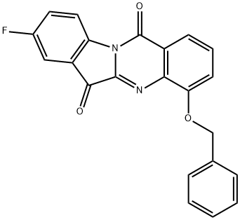 Indolo[2,1-b]quinazoline-6,12-dione,  8-fluoro-4-(phenylmethoxy)- 化学構造式