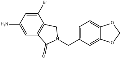 1H-Isoindol-1-one, 6-aMino-2-(1,3-benzodioxol-5-ylMethyl)-4-broMo-2,3-dihydro- Struktur