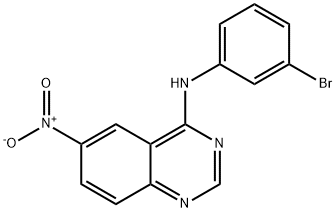 N-(3-ブロモフェニル)-6-ニトロキナゾリン-4-アミン 化学構造式