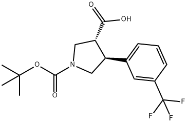 反式-4-[3-(三氟甲基)苯基]-1,3-吡咯烷二羧酸 1-叔丁酯 结构式