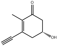 2-Cyclohexen-1-one, 3-ethynyl-5-hydroxy-2-methyl-, (R)- (9CI),169305-41-3,结构式