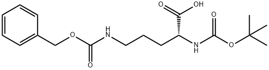 NΔ‐ベンジルオキシカルボニル‐NΑ‐BOC‐D‐オルニチン 化学構造式