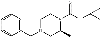 (S)-TERT-BUTYL 4-BENZYL-2-METHYLPIPERAZINE-1-CARBOXYLATE 化学構造式
