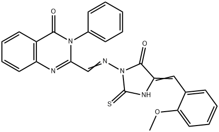 4(3H)-Quinazolinone, 2-(((4-((2-methoxyphenyl)methylene)-5-oxo-2-thiox o-1-imidazolidinyl)imino)methyl)-3-phenyl- Structure
