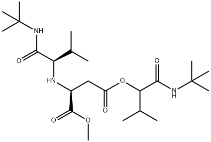 L-Aspartic acid, N-[1-[[(1,1-dimethylethyl)amino]carbonyl]-2-methylpropyl]-, 4-[1-[[(1,1-dimethylethyl)amino]carbonyl]-2-methylpropyl] 1-methyl ester, [R-(R*,R*)]- (9CI) 结构式