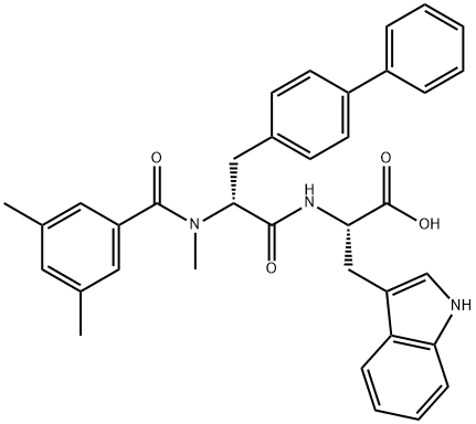 N-3-[1,1'-BIPHENYL]-4-YL-N-(3,5-DIMETHYLBENZOYL)-N-METHYL-D-ALANYL-L-TRYPTOPHAN,169545-27-1,结构式