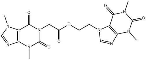 1H-Purine-1-acetic acid, 2,3,6,7-tetrahydro-3,7-dimethyl-2,6-dioxo-, 2 -(1,3-dimethyl-2,6-dioxo-1,2,3,6-tetrahydro-7H-purin-7-yl)ethyl ester 化学構造式