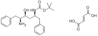 [2S,3S,5S]-2-Amino-3-hydroxy-5-tert-butyloxycarbonylamino-1,6-diphenylhexane fumarate salt 化学構造式