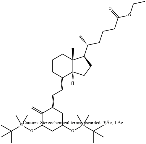 (5R)-ethyl 5-((1R,3aS,7aR)-4-((E)-2-((3S,5R)-3,5-bis(tert-butyldiMethylsilyloxy)-2-Methylenecyclohexylidene)ethyl)-7a-Methyloctahydro-1H-inden-1-yl)hexanoate 化学構造式