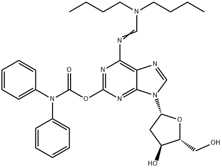 N6-(DIISOBUTYLAMINOMETHYLIDENE)-O2-(DIPHENYLCARBAMOYL)-2'-DEOXYISOGUANOSINE Struktur