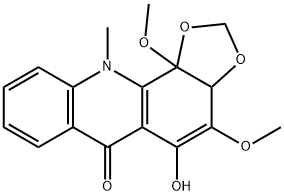3a,11b-Dihydro-5-hydroxy-4,11b-dimethoxy-11-methyl-1,3-dioxolo[4,5-c]acridin-6(11H)-one 结构式