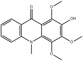 2-ヒドロキシ-1,3,4-トリメトキシ-10-メチル-9(10H)-アクリジノン 化学構造式
