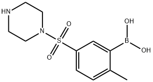 (2-methyl-5-(piperazin-1-ylsulfonyl)phenyl)boronic acid Struktur