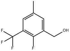 2-フルオロ-5-メチル-3-(トリフルオロメチル)ベンジルアルコール 化学構造式