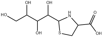 2-(1,2,3,4-テトラヒドロキシブチル)チアゾリジン-4-カルボン酸 化学構造式