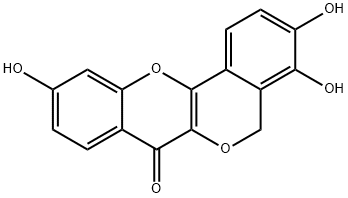 3,4,10-Trihydroxy[2]benzopyrano[4,3-b][1]benzopyran-7(5H)-one Struktur